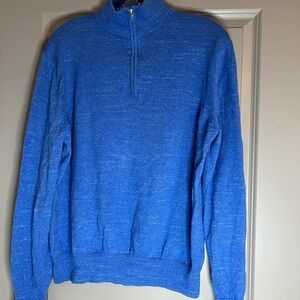 J. Crew Quarter Zip Sweater Blue Marled Mock Neck Mens Size Large